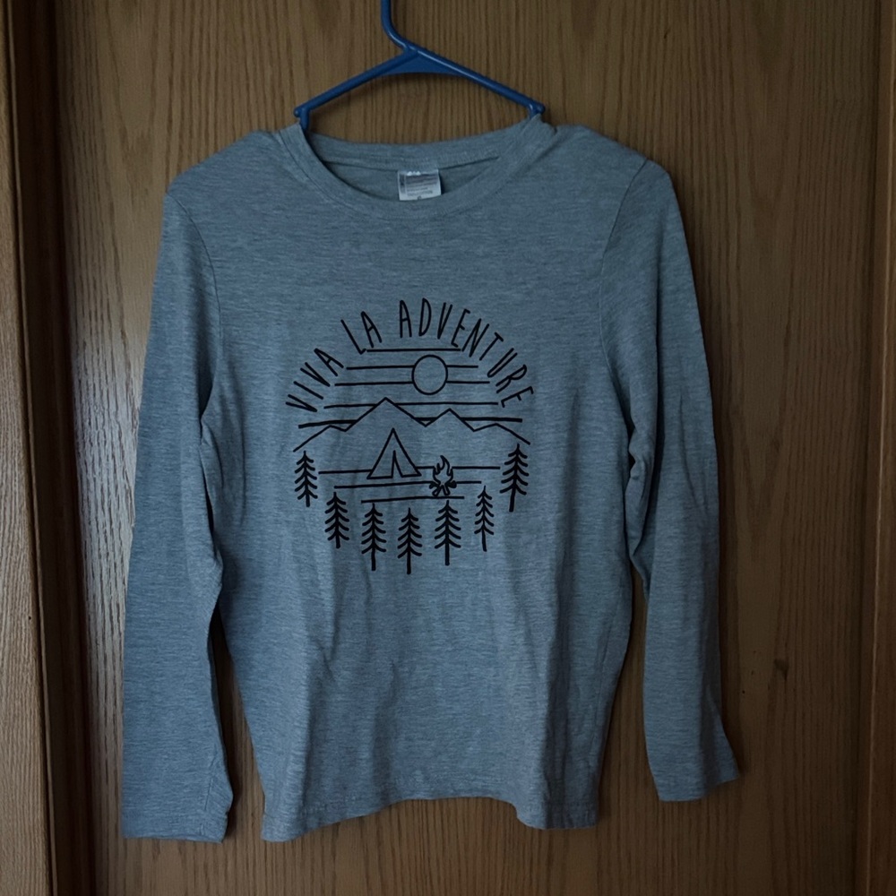 Gray Long Sleeve Adventure Graphic Tee